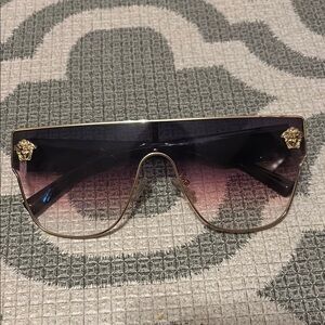 Oversized Versace Women's Gold and Black Sunglasses